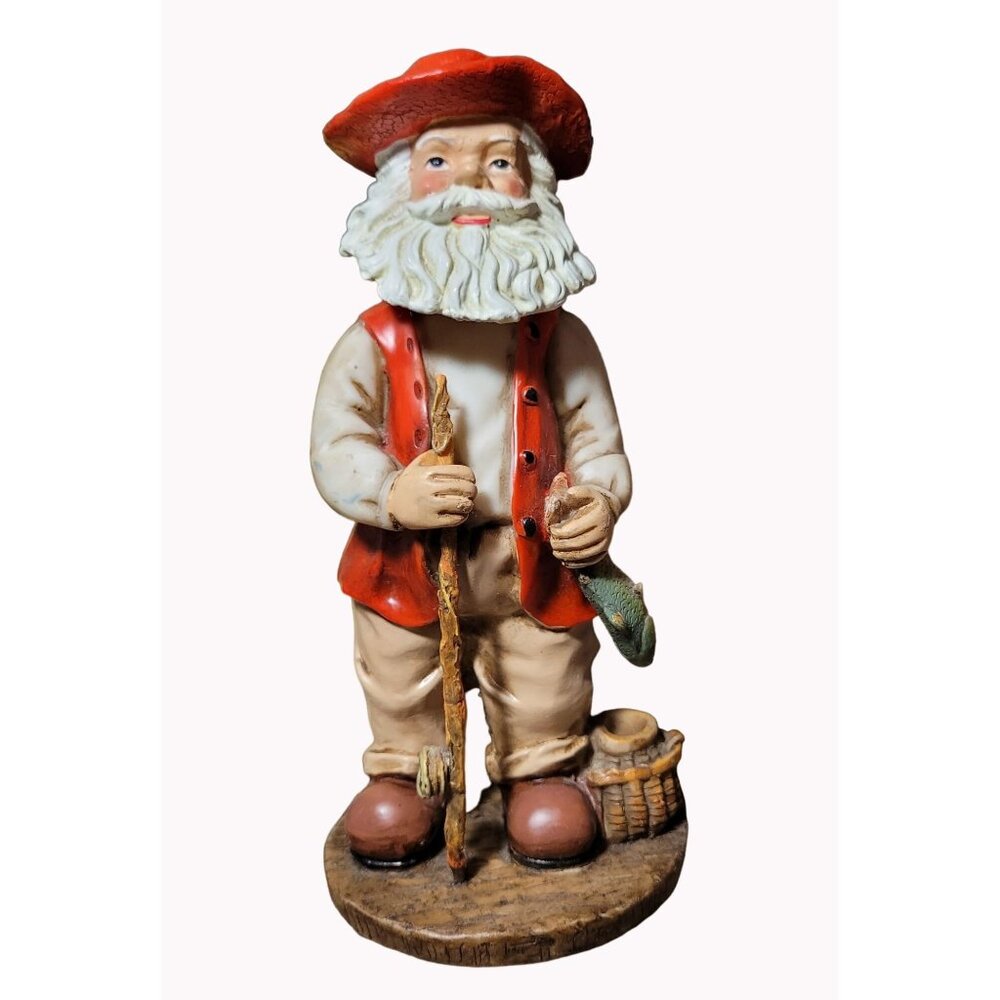 Christmas Santa Claus Bobble Head with Fish Fisherman Fishing 7 inches 2002